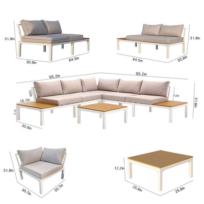 Comfortable Garden Patio Sectional Sofa Set with Table