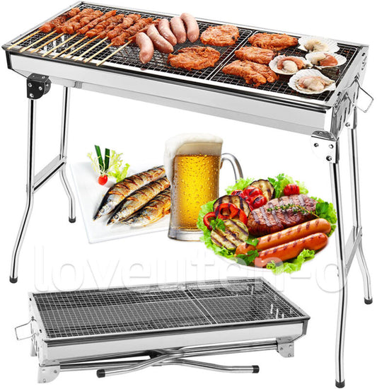 Compact Portable Steel BBQ Grill Outdoor Folding Charcoal Grill - Pexav