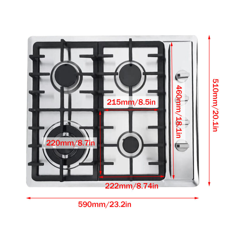Compact 4 Burner Gas Stove Cooktop for Kitchen Use
