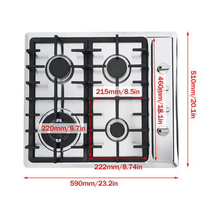 Compact 4 Burner Gas Stove Cooktop for Kitchen Use