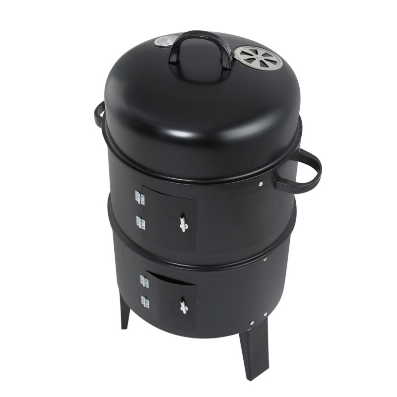 Compact 3-in-1 Outdoor BBQ Smoker Grill Set
