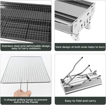 Compact Portable Steel BBQ Grill Outdoor Folding Charcoal Grill