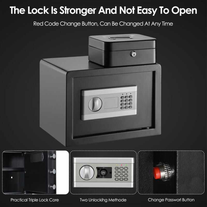 Secure Digital Lock Box Home Office Jewelry Safety