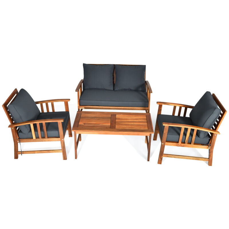 Comfortable 4pc Outdoor Patio Furniture Set with Cushions - Pexav