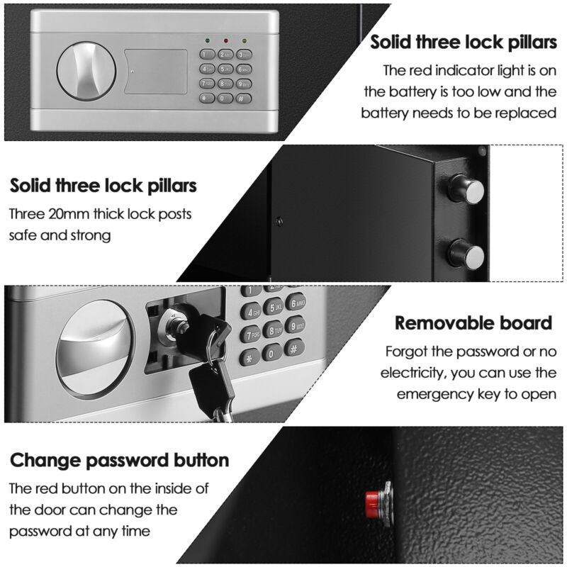 Secure Digital Lock Box Home Office Jewelry Safety