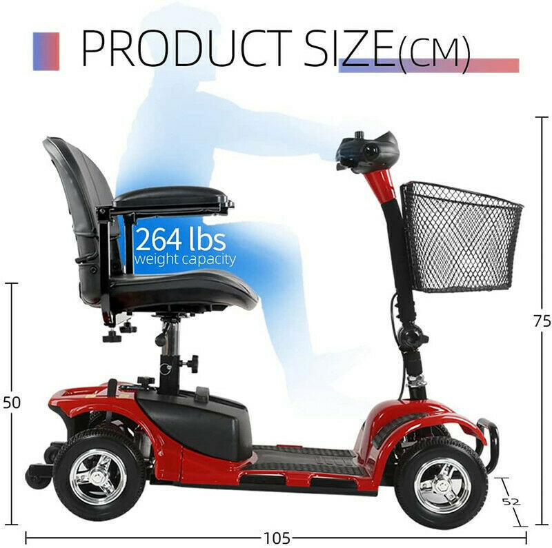 Sturdy 4 Wheel Senior Mobility Scooter 180W Power Drive