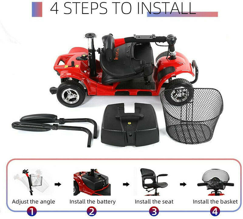 Sturdy 4 Wheel Senior Mobility Scooter 180W Power Drive