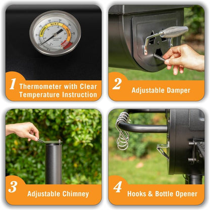 Large Heavy Duty Outdoor BBQ Charcoal Smoker Grill