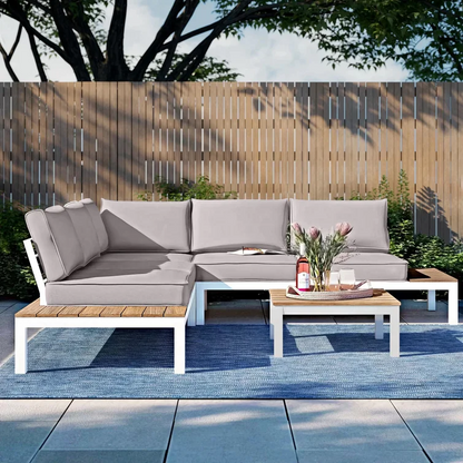 Comfortable Garden Patio Sectional Sofa Set with Table - Pexav