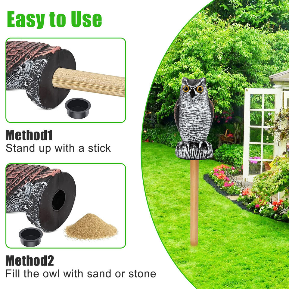 2 Pack Rotating Owl Garden Repellent Bird Deterrent