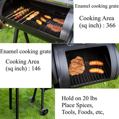 Outdoor BBQ Grill Smoker Combination Set