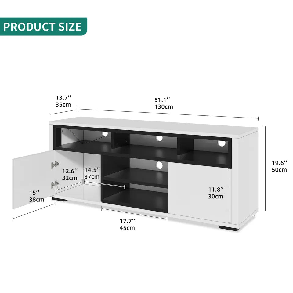Sleek Glass TV Table With LED Lighting