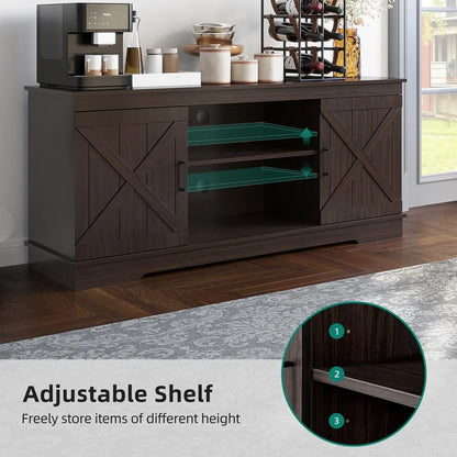 Rustic Kitchen Coffee Station Cabinet with Shelves