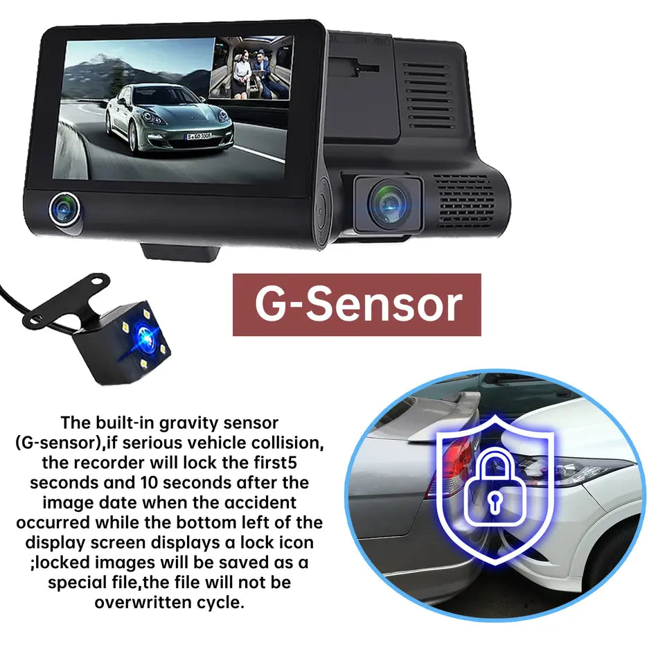 Compact Dual Lens 4 Car Dash Camera