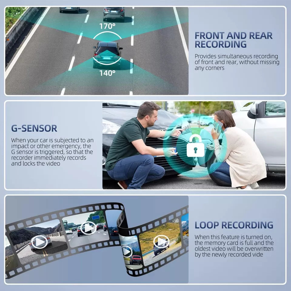Compact Dual Lens 4 Car Dash Camera