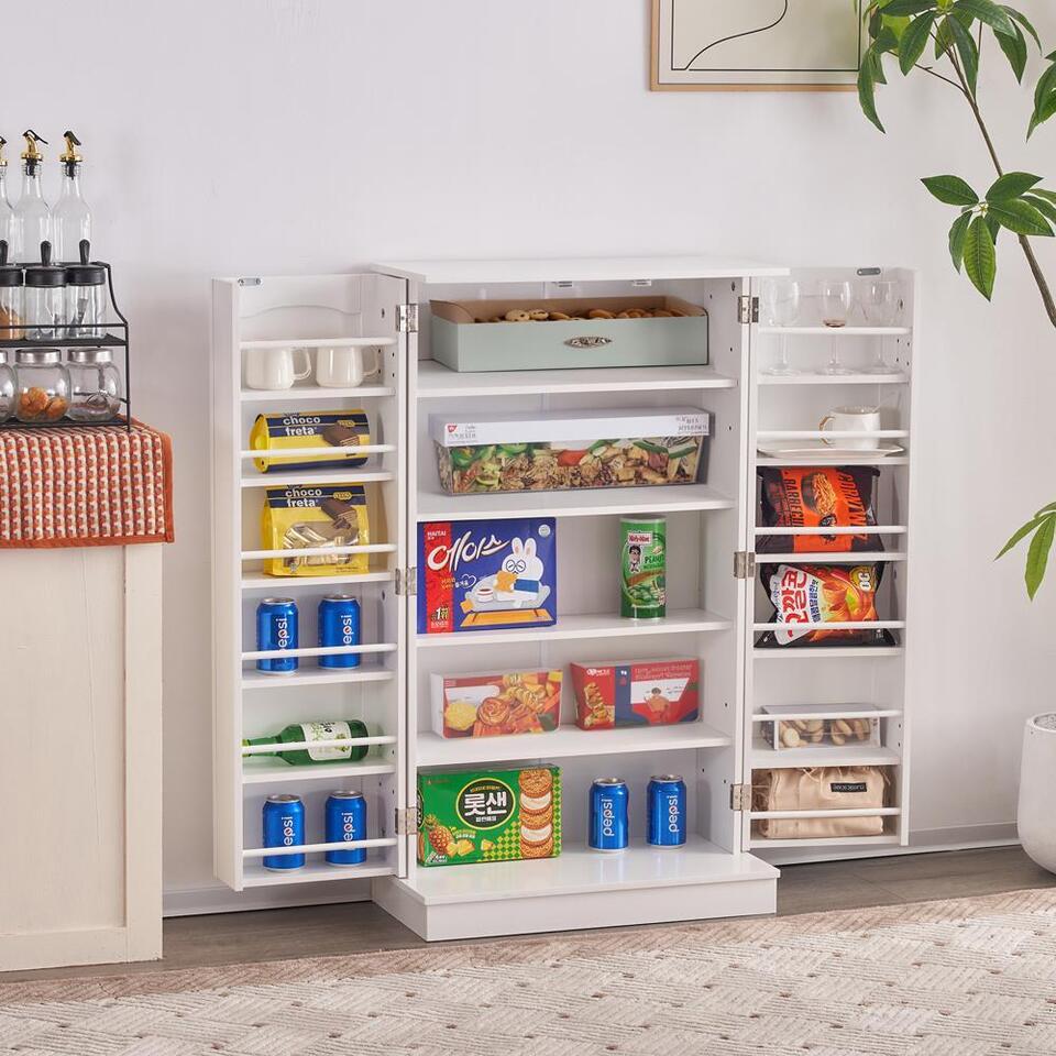 White Wooden Storage Cabinet - Pexav