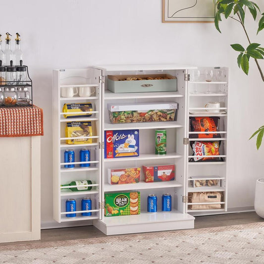 White Wooden Storage Cabinet - Pexav