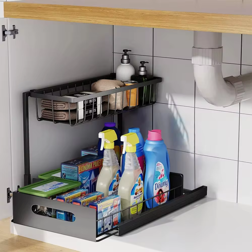 Double Layer Roll Out Kitchen Sink Storage