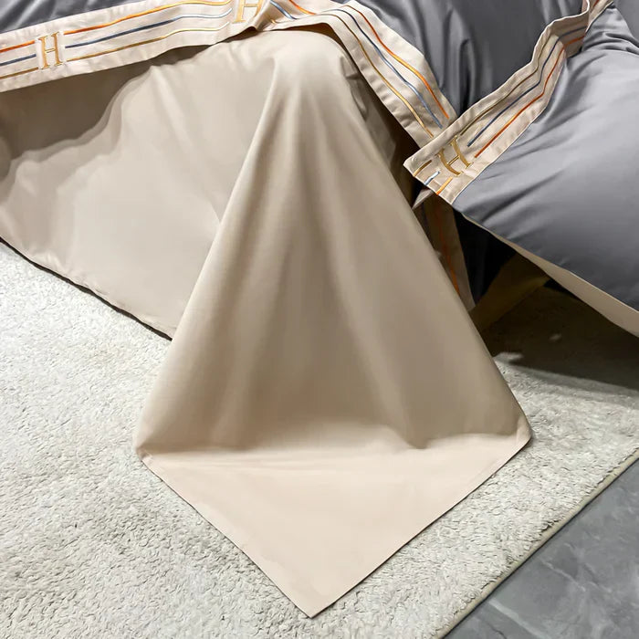 Satin Cotton Embroidered Bedding Set - Luxora-Gray-53.15 × 78.74 in-53.15 × 78.74 in-Nora Luxe