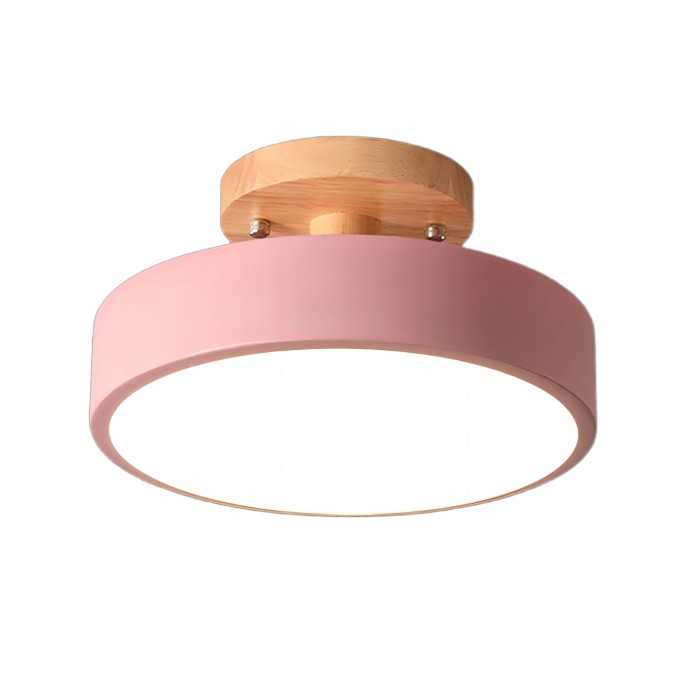 Modern Macaron Wooden Round LED Ceiling Light