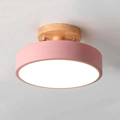 Stylish Wood Round LED Ceiling Lamp - Pexav