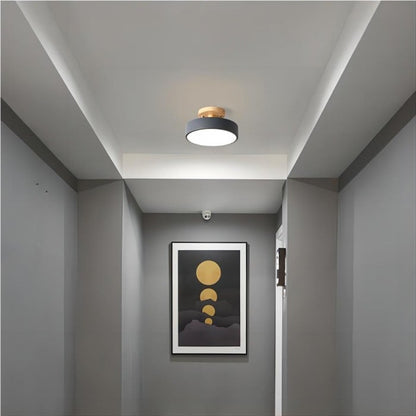 Modern Macaron Wooden Round LED Ceiling Light