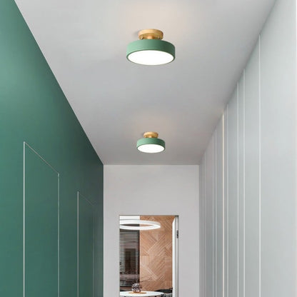 Modern Macaron Wooden Round LED Ceiling Light
