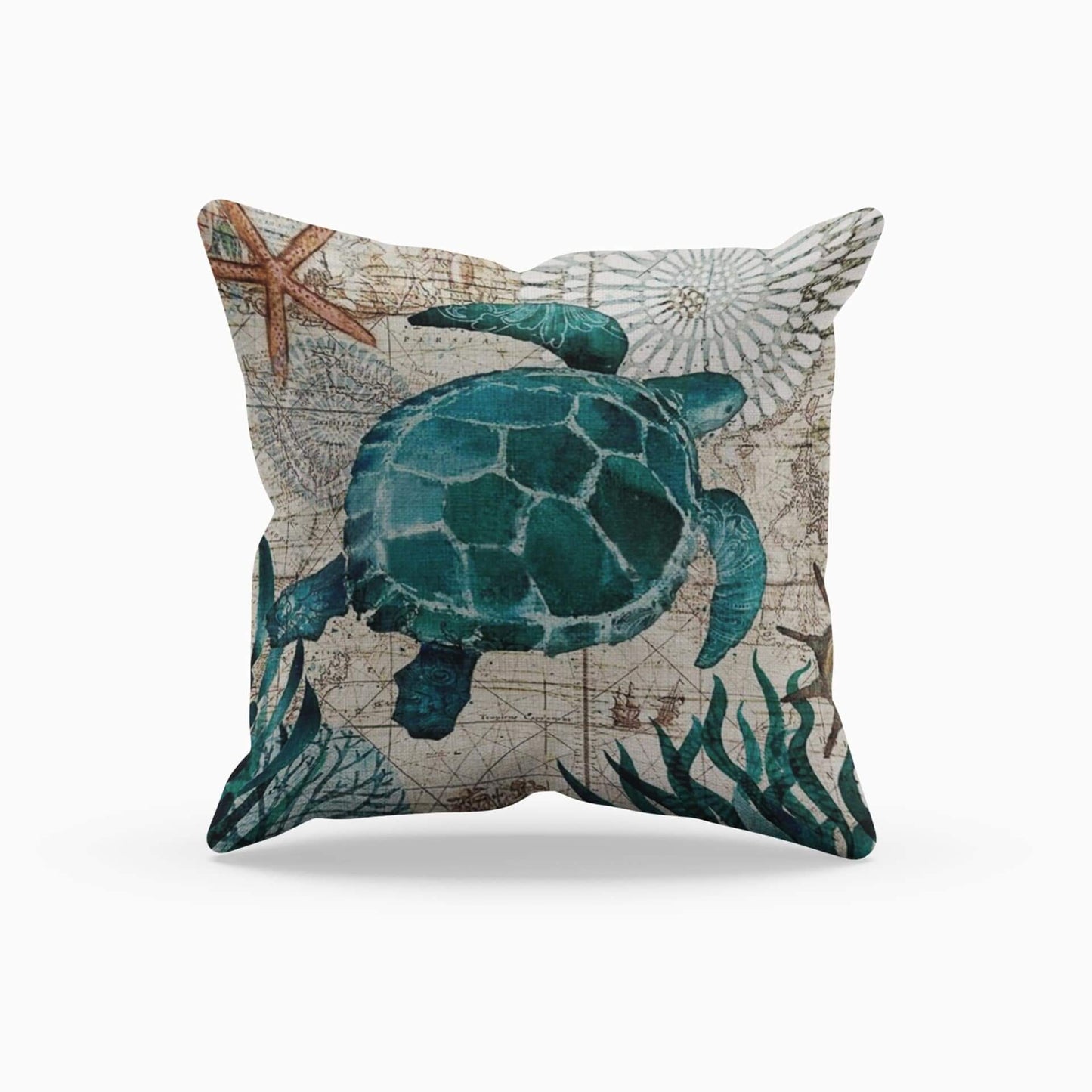 Coastal Theme Pillow Covers - Soft Linen Ocean Designs - Pexav
