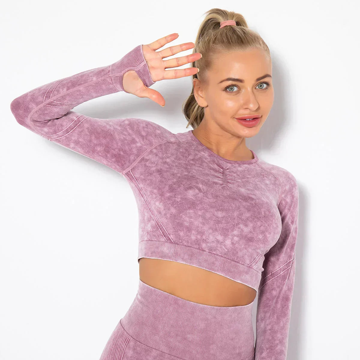 Seamless Women's Yoga Set with Cropped Top - Nova-Bordeaux Red-S-Nora Luxe