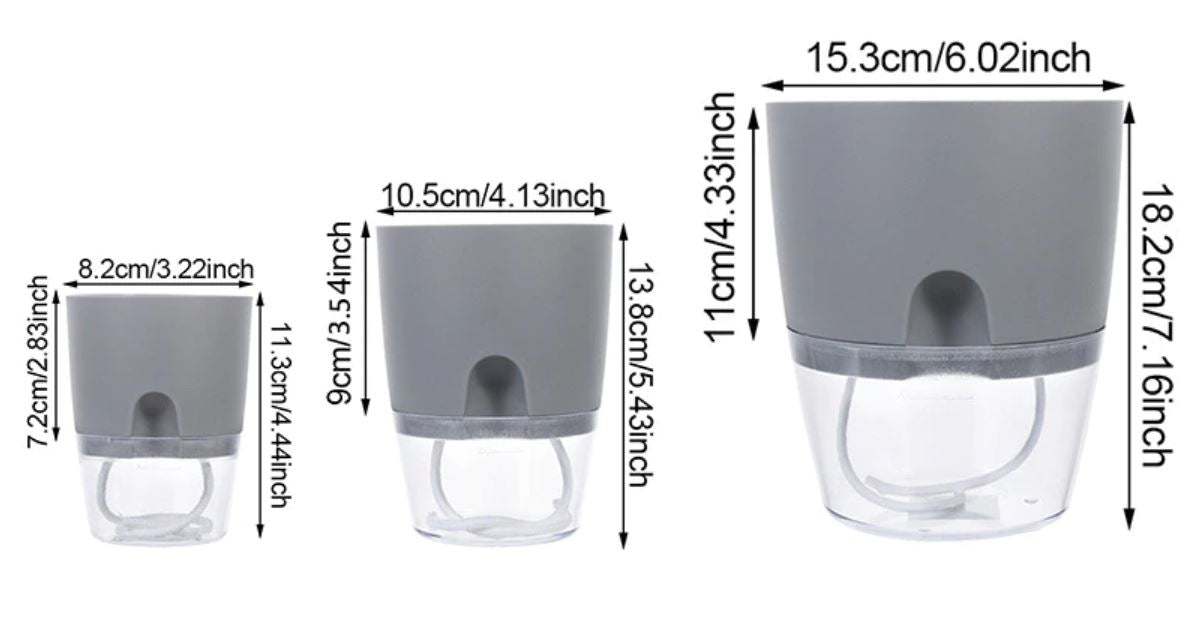 Self-Watering Plant Pot - AquaBloom-Gray-S-Nora Luxe