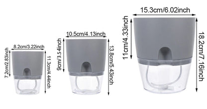 Self-Watering Plant Pot - AquaBloom-Gray-S-Nora Luxe