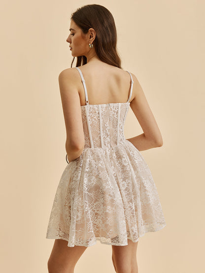 Sexy Lace Fit Flare Evening Dress