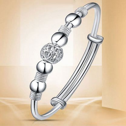 SHIMMERING SILVER LUCK BEAD BRACELET-Nora Luxe