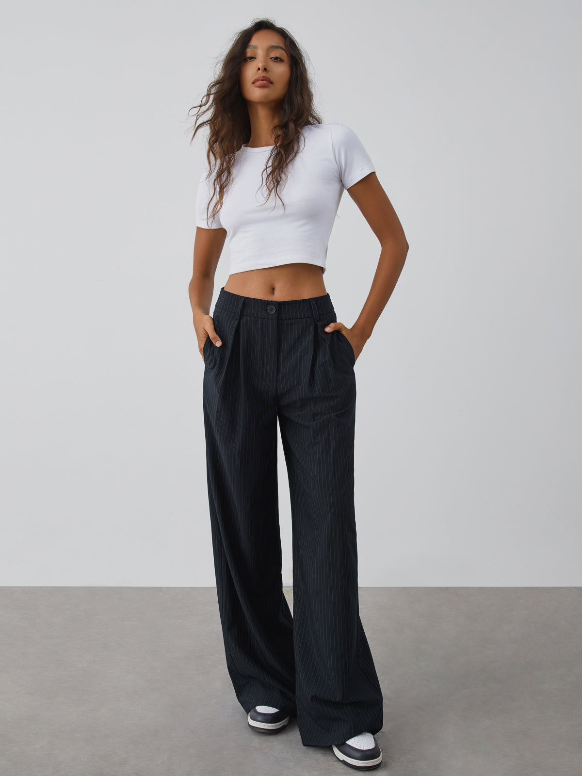 Bold Striped Loose Fit Dress Pants
