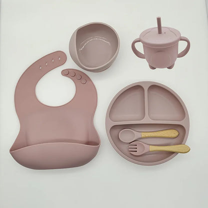 Silicone Feeding Set for Babies - TinyBites-Brown-Nora Luxe
