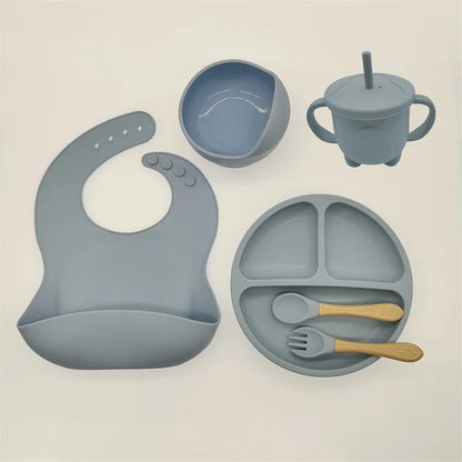 Silicone Feeding Set for Babies - TinyBites-Gray-Nora Luxe