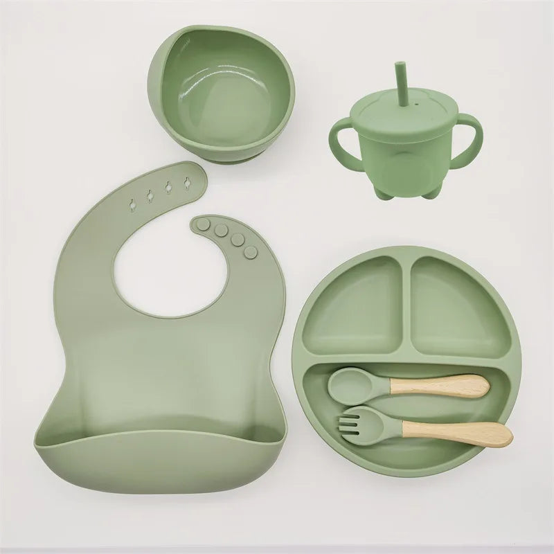 Silicone Feeding Set for Babies - TinyBites-Green-Nora Luxe