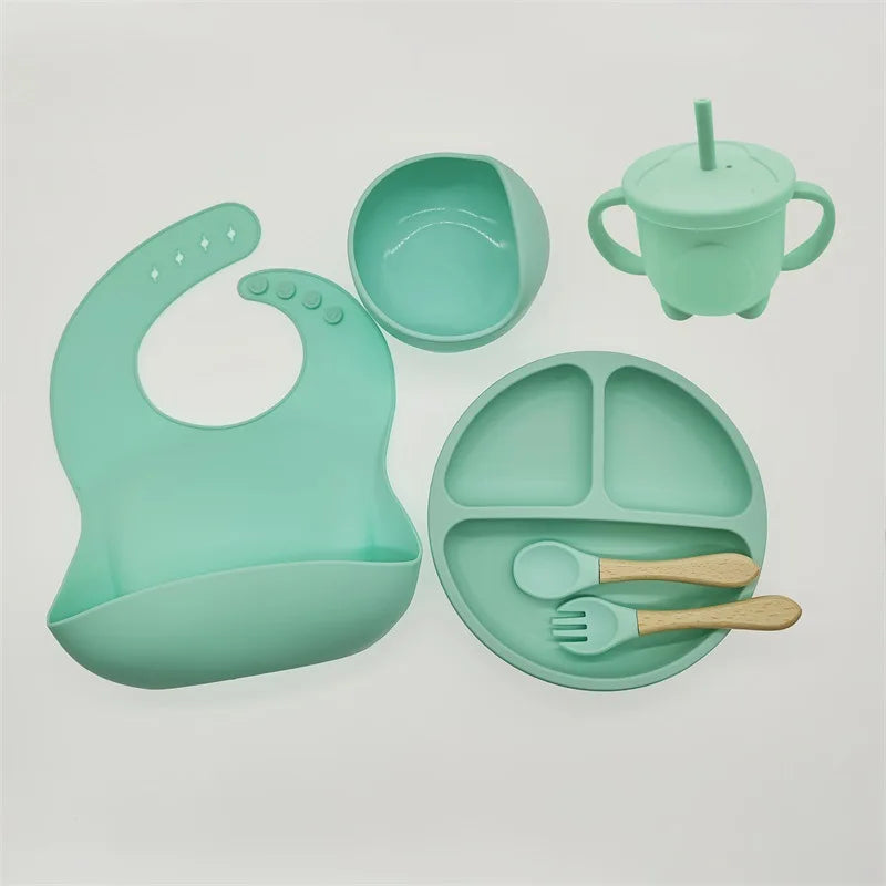 Silicone Feeding Set for Babies - TinyBites-Mint green-Nora Luxe