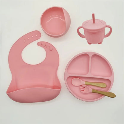 Silicone Feeding Set for Babies - TinyBites-Pink-Nora Luxe