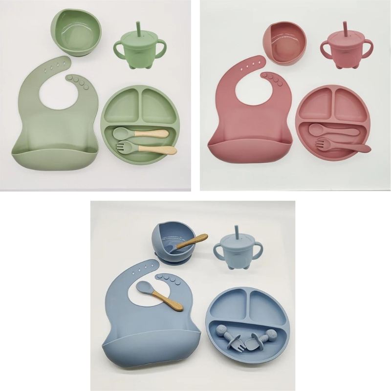 Silicone Feeding Set for Babies - TinyBites-Pink-Nora Luxe