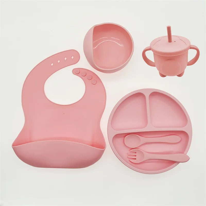 Silicone Feeding Set for Babies - TinyBites-Pink-Nora Luxe