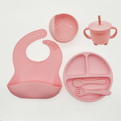 Silicone Feeding Set for Babies - TinyBites-Pink-Nora Luxe