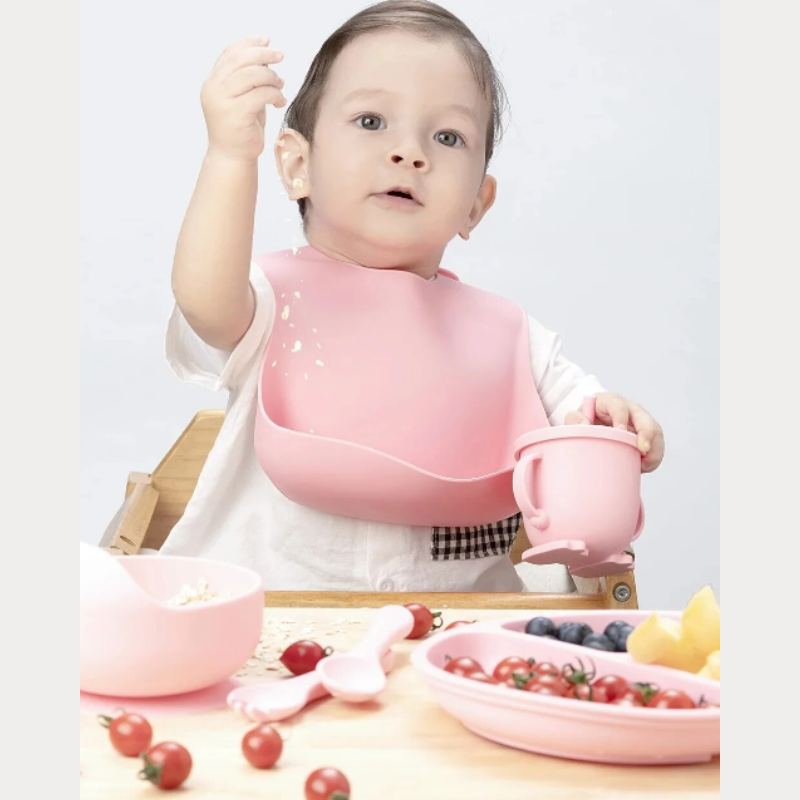 Silicone Feeding Set for Babies - TinyBites-Pink-Nora Luxe