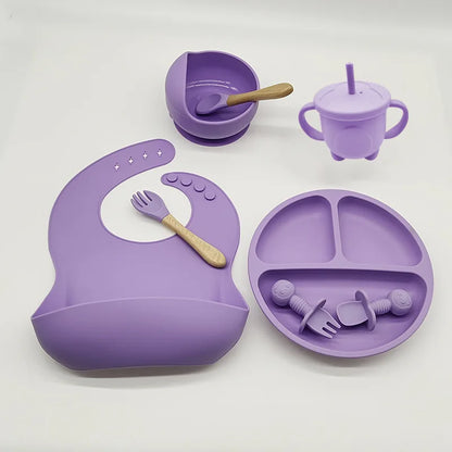 Silicone Feeding Set for Babies - TinyBites-Pink-Nora Luxe
