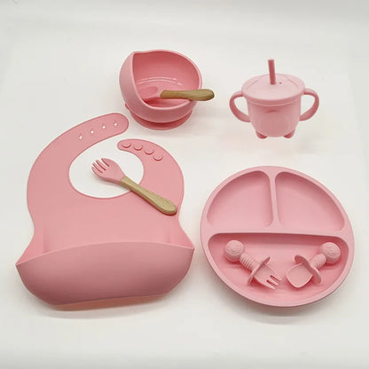 Silicone Feeding Set for Babies - TinyBites-Pink-Nora Luxe