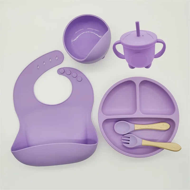 Silicone Feeding Set for Babies - TinyBites-Purple-Nora Luxe