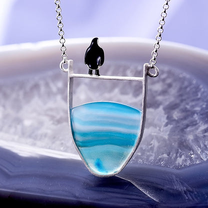 Silver Agate Pendant Necklace | Elegant Women's Jewellery-Nora Luxe