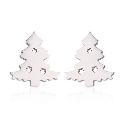 Silver Christmas Stud Earrings | Festive Women's Jewellery-CHRISTMAS TREE-SILVER-Nora Luxe