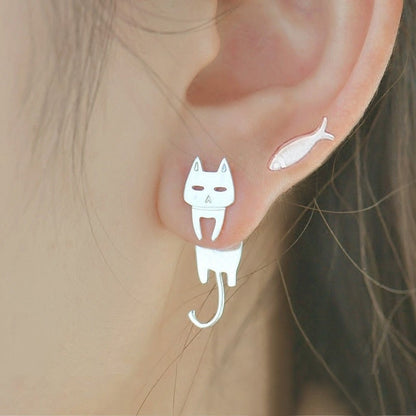 Shiny Animal Kitty Stud Earrings - Pexav