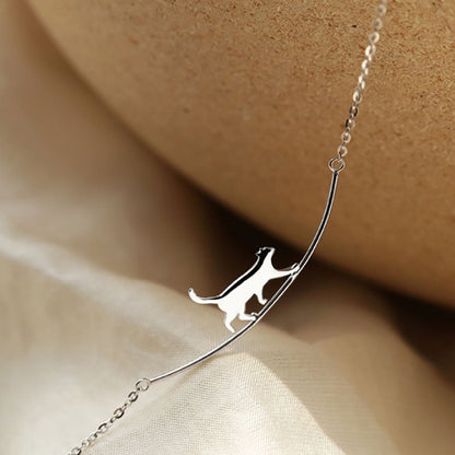 Silver Climbing Cat Necklace - Felina-Nora Luxe